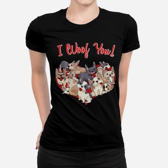 I Woof You French Bulldog Frenchie Valentines Day Women T-shirt - Monsterry