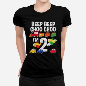 I'm 2 Birthday Boy 2Nd Bday Trains Cars Airplanes Women T-shirt | Crazezy AU