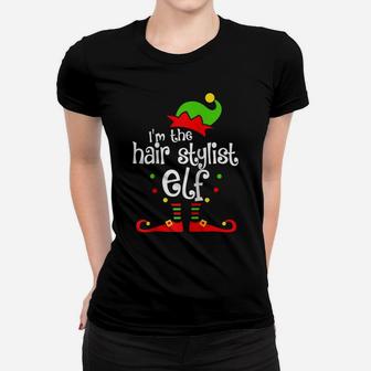 I'm The Hair Stylist Elf Xmas Family Friend Christmas Gift Raglan Baseball Tee Women T-shirt | Crazezy CA