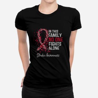 In This Family No One Fights Alone Stroke Awareness Survivor Women T-shirt | Crazezy