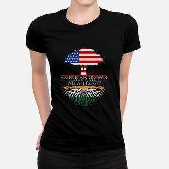 Indian Roots American Grown Tree Flag Usa India Asian Women T-shirt | Crazezy UK