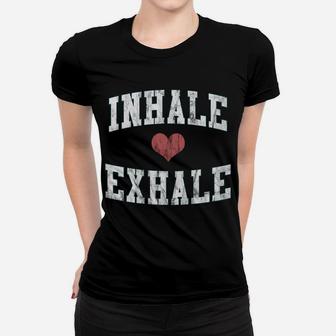Inhale Exhale With A Heart And Distressed Vintage Look Women T-shirt | Crazezy CA