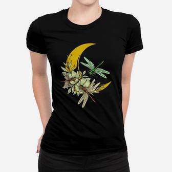 Insect Lovers Aesthetic For Women Flower Moon Dragonflies Women T-shirt | Crazezy CA