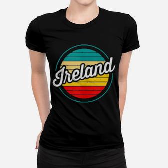 Ireland Retro Sunset Vintage Distressed Design Women T-shirt - Monsterry