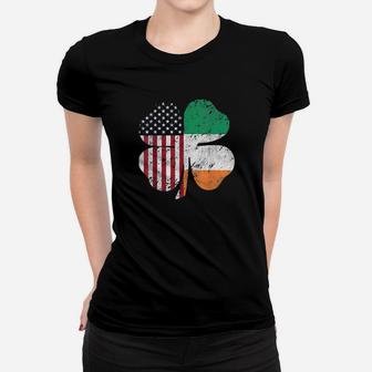 Irish American Shamrock Flag Grunge Weathered Women T-shirt - Monsterry