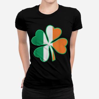 Irish Flag Colors Lucky Four Leaf Clover St Patricks Day Women T-shirt - Monsterry