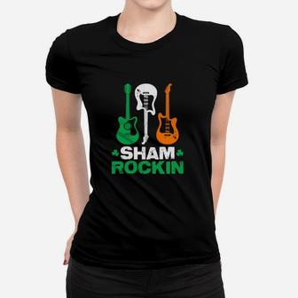 Irish Flag Sham Rockin Guitar St Patricks Day Women T-shirt - Monsterry