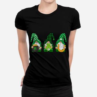 Irish Gnomes Shamrock Clover Green Plaid St Patricks Day Women T-shirt | Crazezy