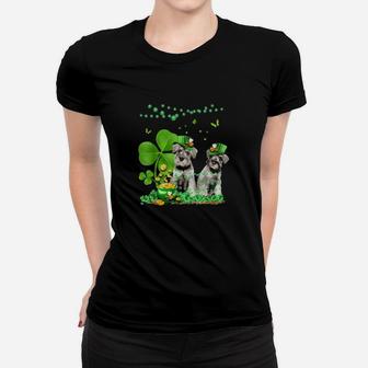 Irish Schnauzer Shamrock Happy Patrick's Day Dog Women T-shirt - Monsterry