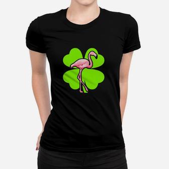 Irish Shamrock Leprechaun Flamingo St Patrick's Day Women T-shirt - Monsterry