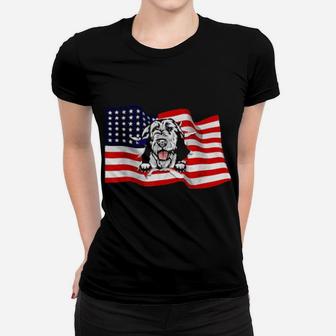 Irish Wolfhound American Flag Usa Patriot Dog Women T-shirt - Monsterry