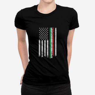 Italian American Thin Line Flag Women T-shirt | Crazezy AU