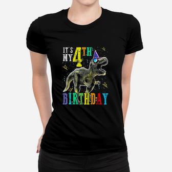 Its My 4Th Birthday Happy 4 Year Dinosaur Women T-shirt | Crazezy DE
