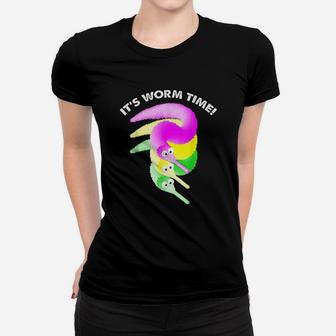 Its Worm Time Magic Fuzzy Worms Toy On A String Women T-shirt | Crazezy