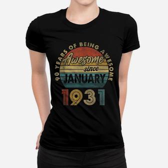 January 1931 Retro Vintage 90 Years Old 90Th Birthday Gift Women T-shirt | Crazezy DE