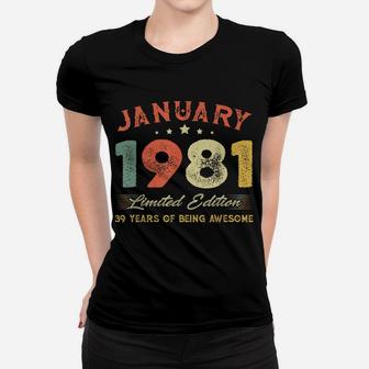 January 1981 39 Years Old Vintage 39Th Birthday Gifts Women T-shirt | Crazezy AU