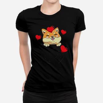 Japanese Dog Shiba Inu Pocket And Heart Valentines Day Gift Women T-shirt - Monsterry AU