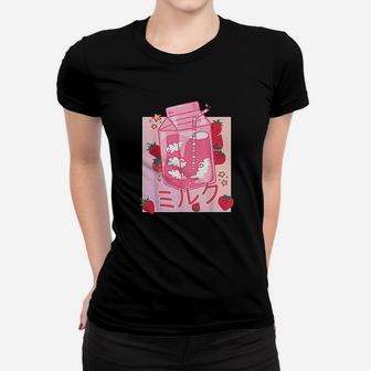 Japanese Pastel Soft Grunge Kawaii Strawberry Milk Shake Women T-shirt | Crazezy AU