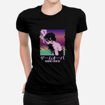 Japanese Sad Girl Game Over Indie Aesthetic Women T-shirt | Crazezy CA