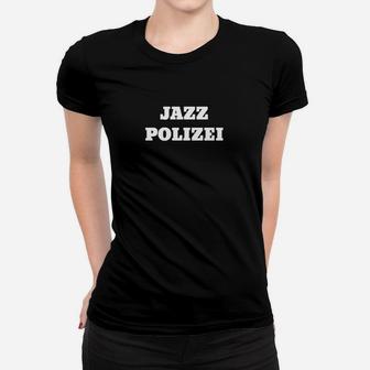 Jazz Polizei Schwarzes Frauen Tshirt, Aufdruck Tee für Musikfans - Seseable