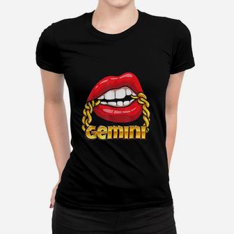 Juicy Lips Gold Chain Gemini Zodiac Sign Women T-shirt | Crazezy CA