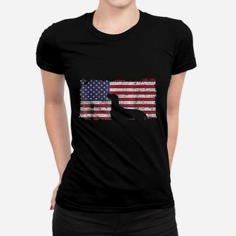 July Vizsla Dog American Flag Women T-shirt | Crazezy