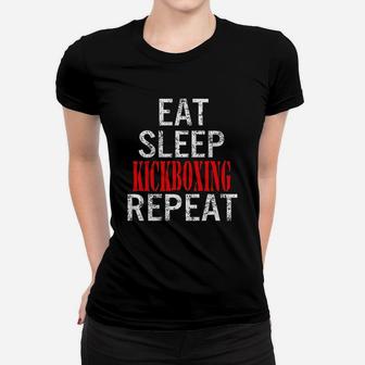 Junior Eat Sleep Kickboxing Repeat Tv3 Black Women T-shirt | Crazezy CA
