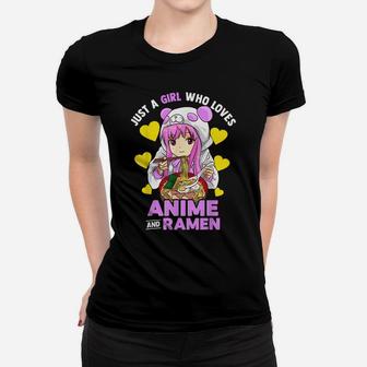 Just A Girl Who Loves Anime And Ramen Bowl Panda Teen Girls Women T-shirt | Crazezy AU