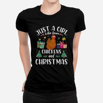 Just A Girl Who Loves Christmas And Chicken Funny Women Gift Women T-shirt | Crazezy DE