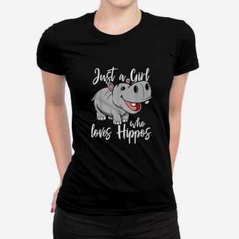 Just A Girl Who Loves Hippos Cute Baby Hippo Women T-shirt | Crazezy