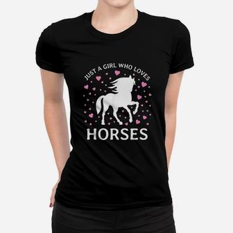Just A Girl Who Loves Horses Cowgirl Horse Girl Riding Gift Women T-shirt | Crazezy