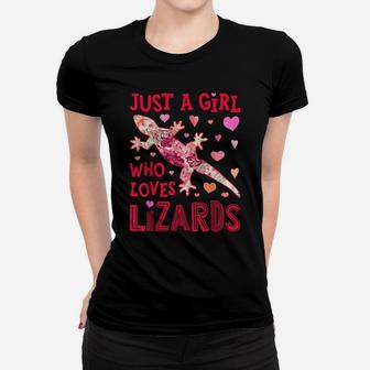 Just A Girl Who Loves Lizards Lizard Flower Gift Gecko Lover Women T-shirt | Crazezy DE