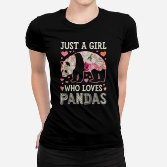 Just A Girl Who Loves Pandas Funny Panda Silhouette Flower Women T-shirt | Crazezy DE