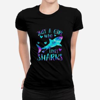 Just A Girl Who Loves Sharks Galaxy Shark Lover Girls Women T-shirt - Thegiftio UK