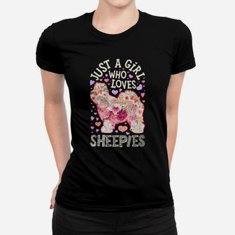 Just A Girl Who Loves Sheepies Old English Sheepdog Flower Women T-shirt | Crazezy DE