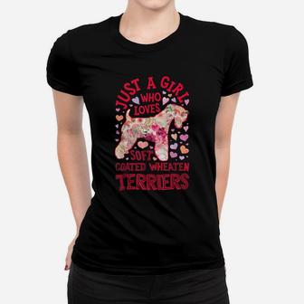 Just A Girl Who Loves Soft Coated Wheaten Terriers Flower Women T-shirt | Crazezy AU