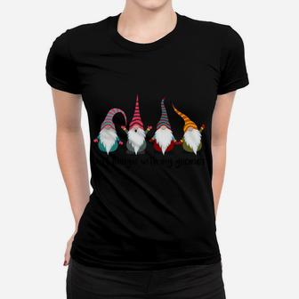 Just Hangin' With My Gnomies Christmas Funny Gnome Xmas Women T-shirt | Crazezy