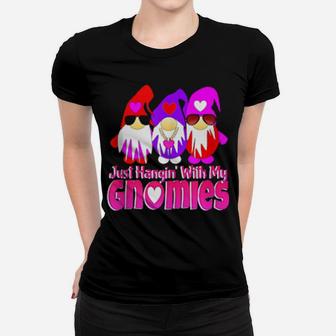 Just Hangin With My Gnomies Valentines Day Hearts 3 Gnomes Women T-shirt - Monsterry
