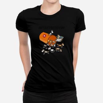 Kaffee-Liebhaber Katze und Mäuse Cartoon Frauen Tshirt, Witziges Design für Kaffeefans - Seseable