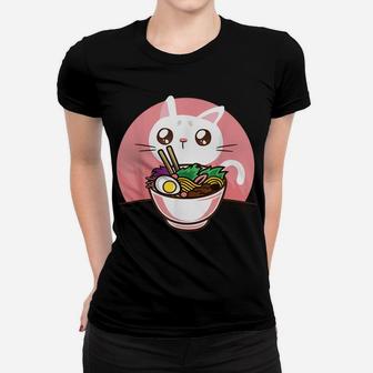 Kawaii Anime Cat Japanese Ramen Noodles Shirt Gift For Women Women T-shirt | Crazezy