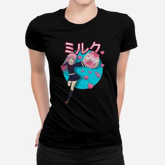 Kawaii Girl 90S Japanese Kawaii Strawberry Milk Shake Carton Women T-shirt | Crazezy