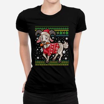 Kawaii Goat Wearing Ugly Christmas Sweater Sweatshirt Women T-shirt | Crazezy UK