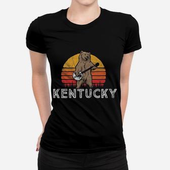 Kentucky Bluegrass Banjo Bear Funny Retro Graphic Women T-shirt | Crazezy CA