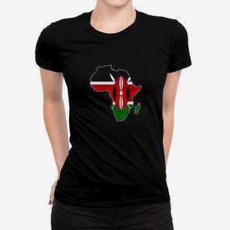 Kenyan Pride With Kenya Flag Clipped Inside Africa Map Women T-shirt | Crazezy