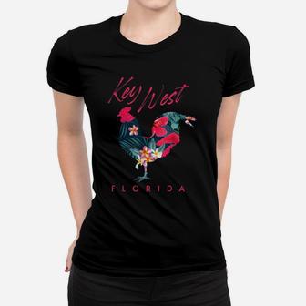 Key West Florida Chicken Lover Flower Hibiscus Souvenir Women T-shirt | Crazezy CA