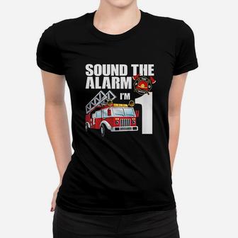 Kids 1 Year Old Firefighter Birthday Fire Truck Engine 1St Gift Women T-shirt | Crazezy CA