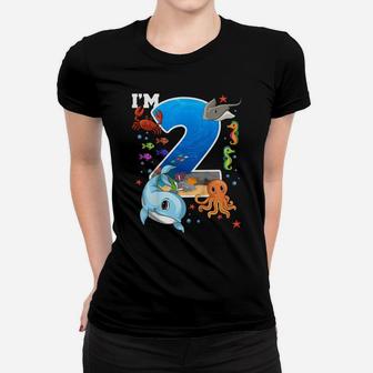 Kids 2 Year Old Birthday Whale Fish Sea Bday Boys And Girls Women T-shirt | Crazezy UK