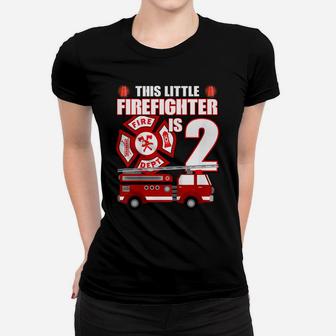 Kids 2 Year Old Firefighter Birthday Party Fire Truck 2Nd Gift Women T-shirt | Crazezy DE