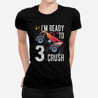Kids 3Rd Birthday Boy Shirt 3 Year Old Monster Truck Car T Shirt Women T-shirt | Crazezy