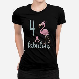 Kids 4Th Bday Girl Fabulous Flamingo Outfit 4 Year Old Cute Gift Women T-shirt | Crazezy AU